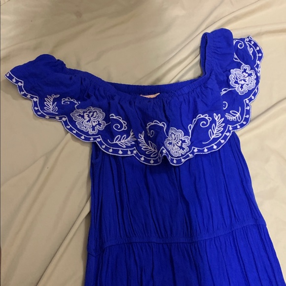 Flying Tomato Blue Maxi Dress with White Embroidery - Picture 3 of 6